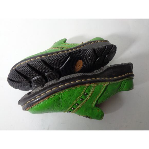 DOUBLE H Kids 11.5M Green Ostrich Print Leather Slip On Western Style Clog Shoe - Picture 6 of 7